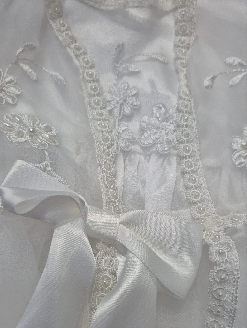 NWT L'Pety Canar Luxury Heirloom Embroided Christening Baptism Gown Bonnet S/3M